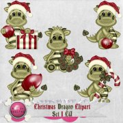 CU Christmas Dragon Clipart Set 2