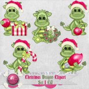 CU Christmas Dragon Clipart Set 1