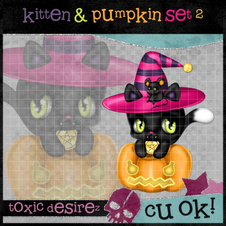 Kitten & Pumpkin Set 2 - Click Image to Close
