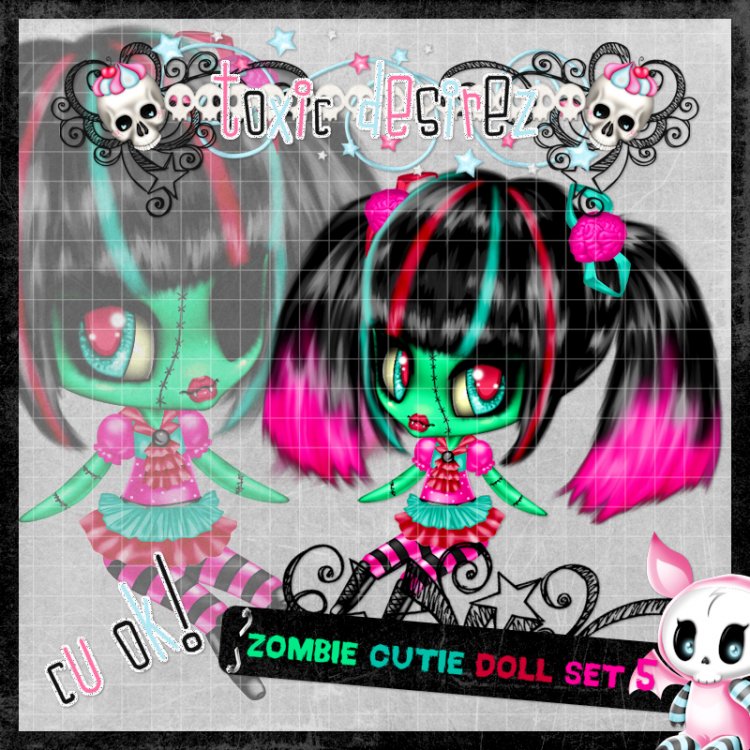 Zombie Cutie Dolls Set 5 - Click Image to Close