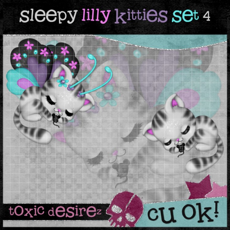 Sleepy Lilly Kittens Set 4 - Click Image to Close