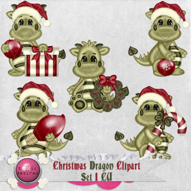 CU Christmas Dragon Clipart Set 2 - Click Image to Close