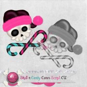 CU Skull & Candy Canes Script
