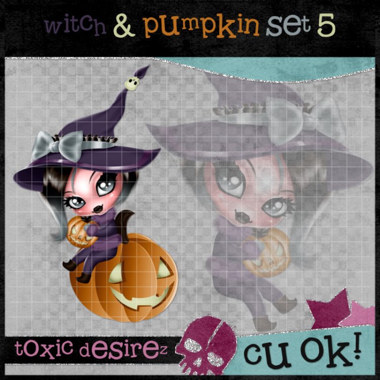 Witch & Pumpkin Set 5 - Click Image to Close