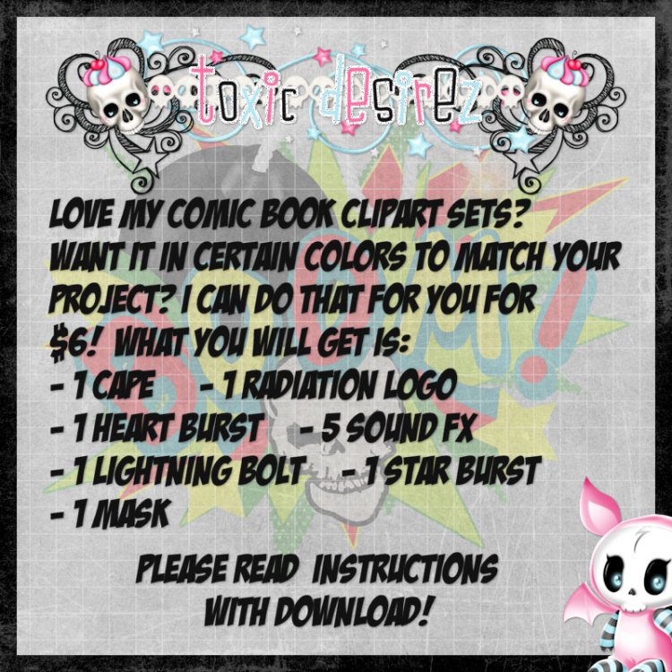 CU Custom Color Comic Book Clipart Set - Click Image to Close