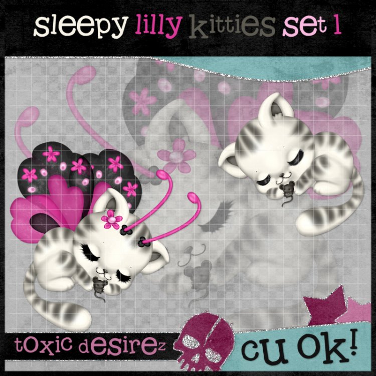 Sleepy Lilly Kittens Set 1 - Click Image to Close