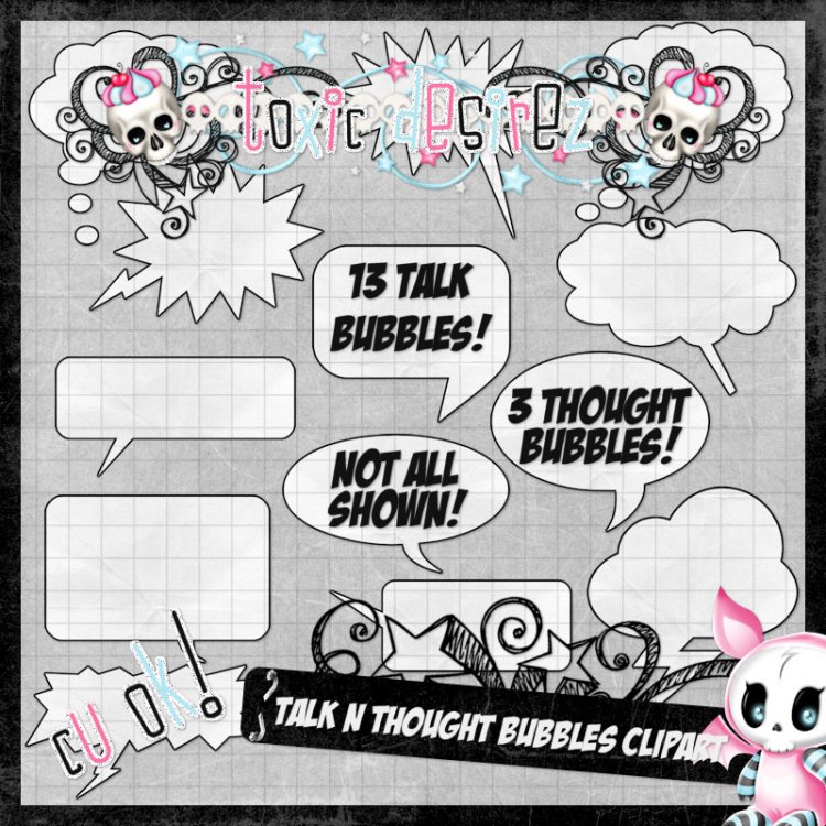 CU Talk N Thought Bubbles Clipart - Click Image to Close