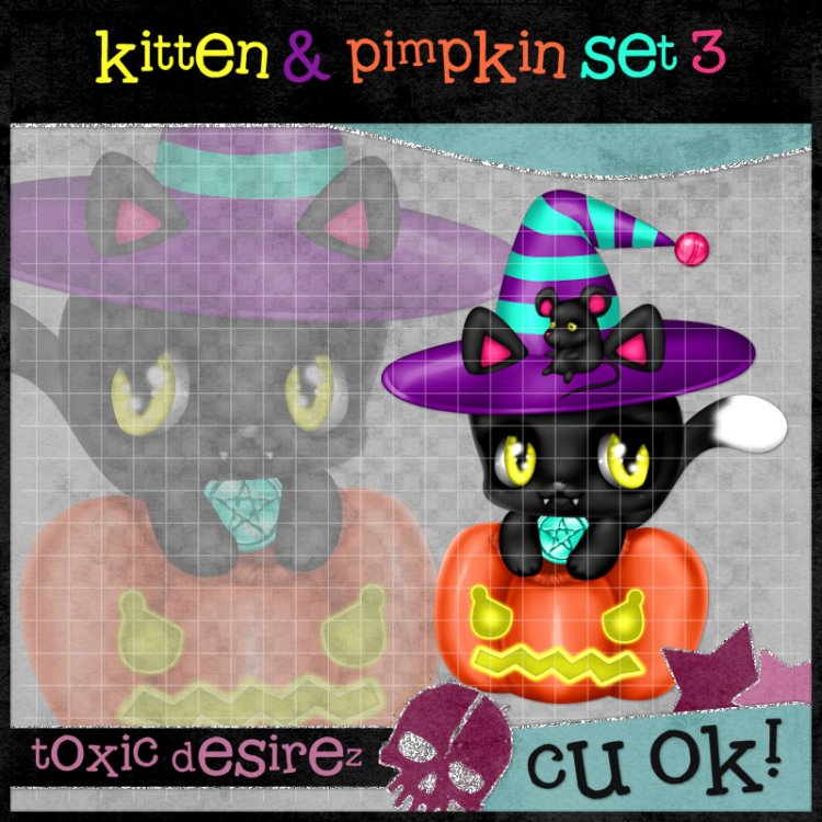 Kitten & Pumpkin Set 3 - Click Image to Close