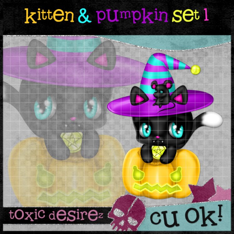 Kitten & Pumpkin Set 1 - Click Image to Close