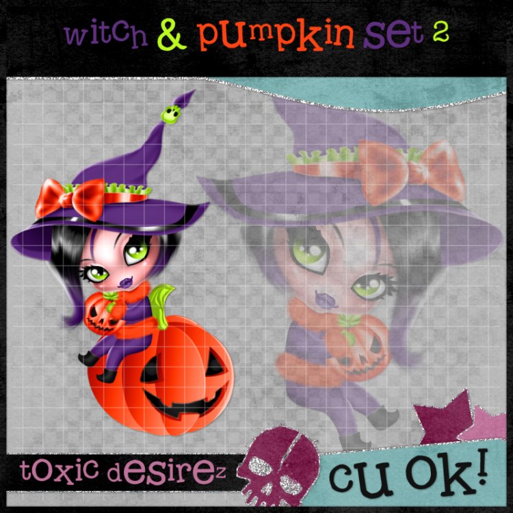 Witch & Pumpkin Set 2 - Click Image to Close